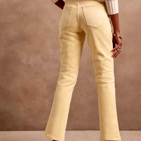 Banana Republic Pastel Yellow High-Rise Straight Ankle Cut Premium Denim Jeans - Picture 2 of 9